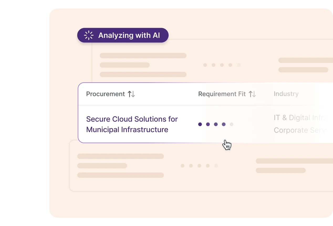 BidPal analyserar en matchad upphandling, Secure Cloud Solutions for Municipal Infrastructure, och hur väl kraven matchar